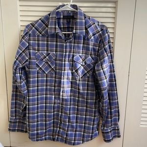 Banana Republic plaid snap closure dress shirt